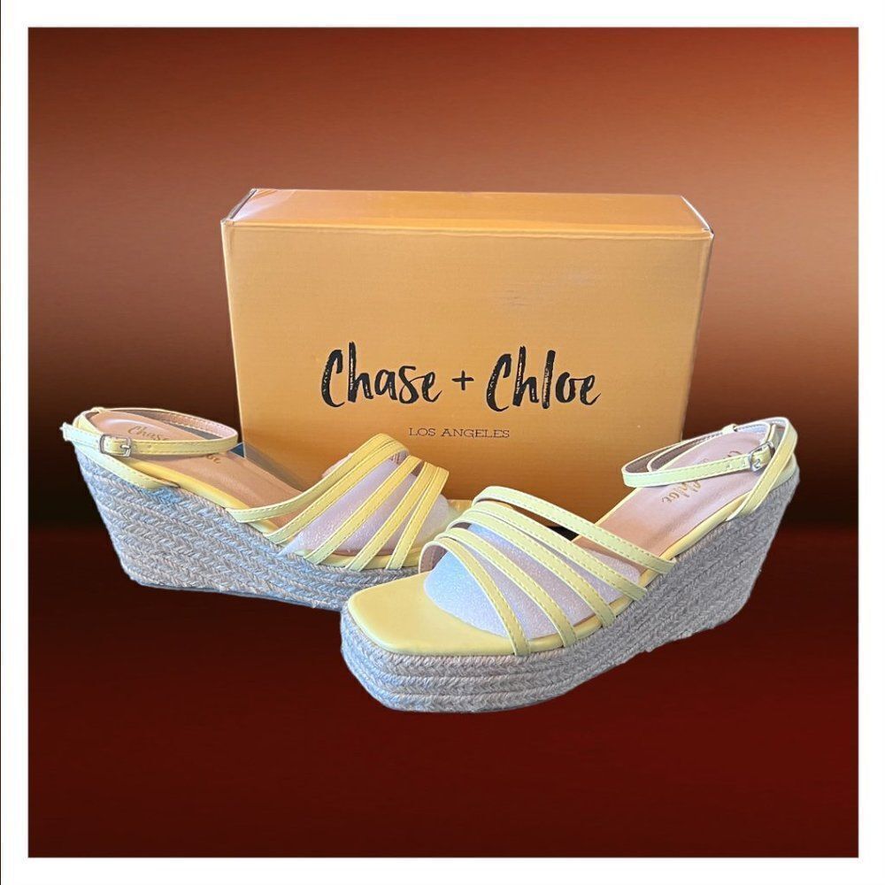 Chase & Chloe Cordelia Platform Wedge Espadrille Heels in Yellow - Sz. 10 - NWB! - Picture 9 of 10